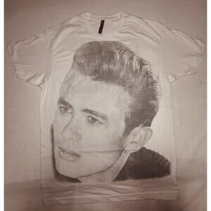 FANPAC LONDON James Dean Graphic Top Women's White L Cotton Tee